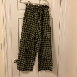 GANNI plaid print wide leg pant